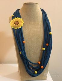 Collana artigianale, girasole e perline colorate