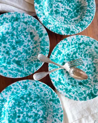 4 piatti fondi Macula Turchese vintage Italy 