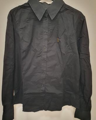 Camicia Cavalli nera con logo in metallo taglia 46