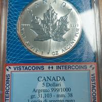 Moneta Maple leaf 1998 argento 999