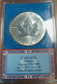 Moneta Maple leaf 1998 argento 999
