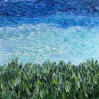 Un grande quadro dipinto a olio su tela in moderno