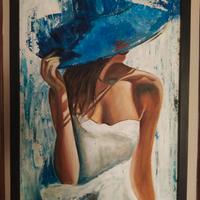 Dipinto olio su tavola arte moderna donna 50*35