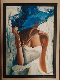 Dipinto olio su tavola arte moderna donna 50*35