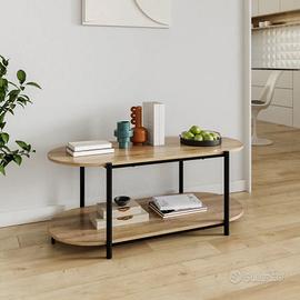 Tavolino effetto rovere con 2 ripiani Nuovo