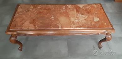 Tavolino legno e marmo rosso