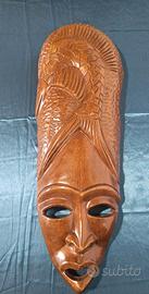 Maschera etnica in legno intagliata a mano 60 cm 