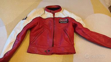 GIACCA MOTO GIUBBOTTO UOMO DONNA PELLE ROSSA tg S