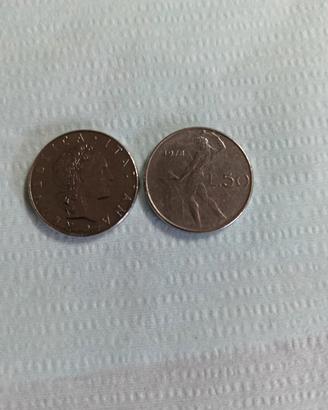 2 monete da 50 lire 
