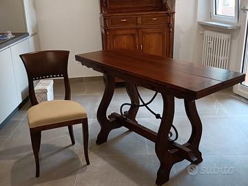 Tavolo fratino in noce e 4 sedie