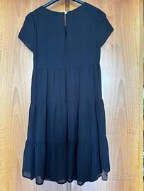 Vestito nero Dipinto di Blu balze maniche traspare