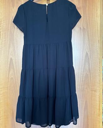 Vestito nero Dipinto di Blu balze maniche traspare
