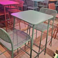 SET TAVOLO 4 SEDIE VERDE ACQUA DA GIARDINO