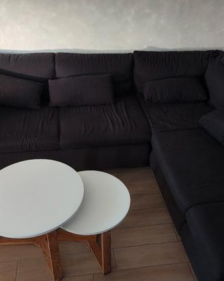 Divano letto angolare  con vano conten. e cuscini 
