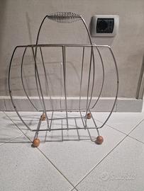 1970s Atomic Sputnik Chrome Magazine/LP Rack