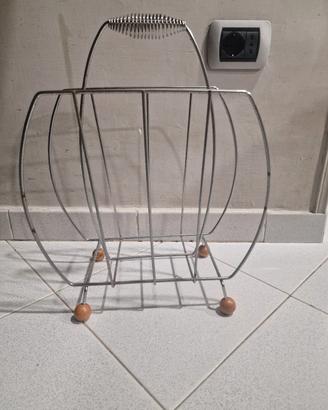 1970s Atomic Sputnik Chrome Magazine/LP Rack