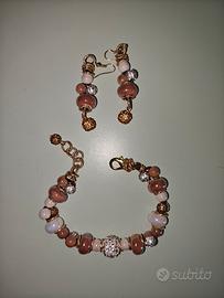bracciale e orecchini donna dorati 