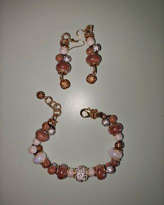 bracciale e orecchini donna dorati 