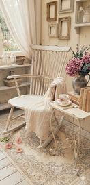 🌼Sedia a Dondolo in legno Shabby Chic