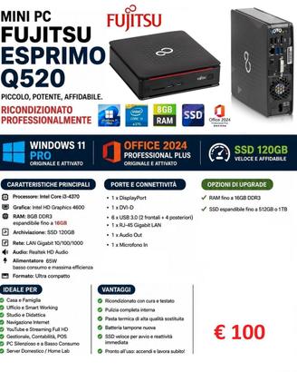 MINI PC FUJITSU  i3/8GB/SSD 120GB WIN 11 PRO