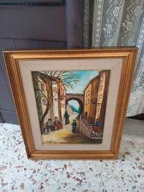 Dipinto a olio vintage "Mary Love" origine Palermo