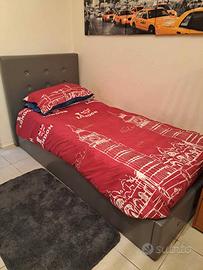 letto singolo contenitore + materasso e lenzuola