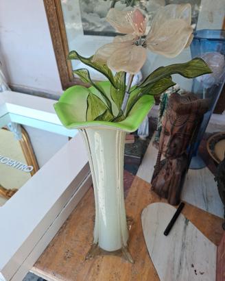 Vaso Vintage in vetro artistico - verde