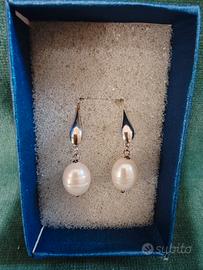 orecchini argento con pendente perla acqua dolce