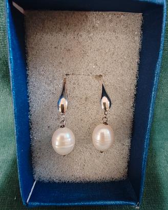 orecchini argento con pendente perla acqua dolce