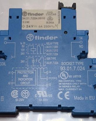 Relè Finder serie 34, SPDT, 24VDC, 6A - n°6pezzi