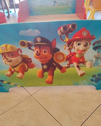 Lettino  Paw Patrol  in legno con doghe + mater