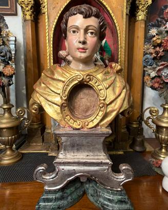Antico busto reliquiario XVIII secolo restaurato