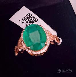 Anello in oro Smeraldo Zambia Diamanti HRD ANNI 