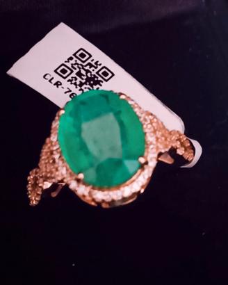 Anello in oro Smeraldo Zambia Diamanti HRD ANNI 