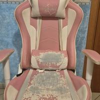 Sedia da gaming ufficio rosa con casse integrate c