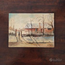 Dipinto paesaggio olio su tavola Giuseppe Luongo