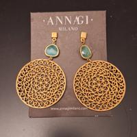 Orecchini nichel free grande rotondo e azzurro