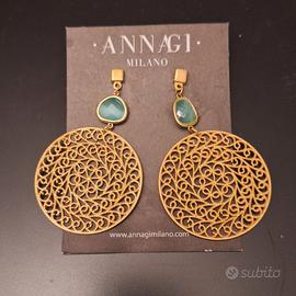 Orecchini nichel free grande rotondo e azzurro