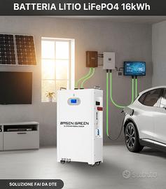 Batteria Litio LiFePO4 16kWh 51.2V Accumulo Solare