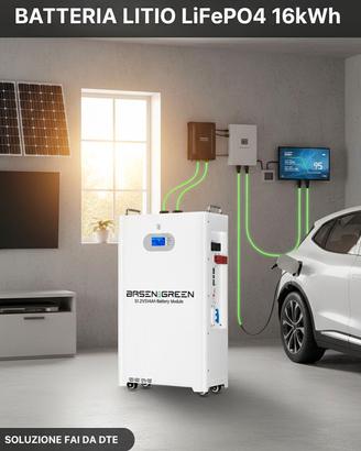 Batteria Litio LiFePO4 16kWh 51.2V Accumulo Solare