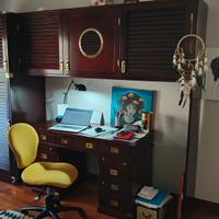 scrivania, letto e armadio stile marina in legno 