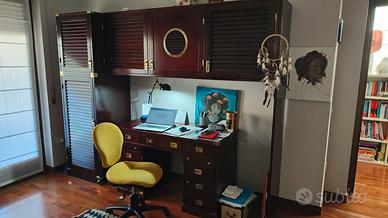 scrivania, letto e armadio stile marina in legno 