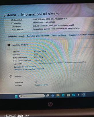 PC HP da 10 pollici i5  340s G7 Windows 11