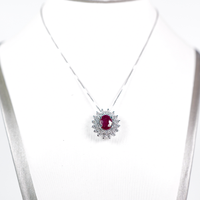 Collana fiore in oro con rubino e diamanti