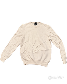 Maglione BOSS uomo L panna 100% lana vergine