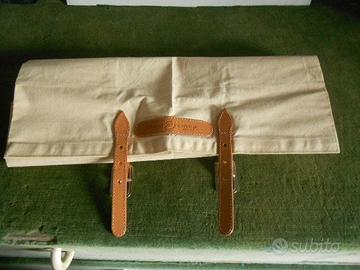 borsa portaoggetti arrotolabile tela e pelle