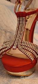 Sandali gioiello raso rosso nr. 36,5/37
