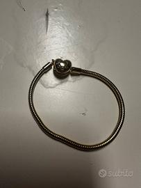Bracciale pandora in argento dorato clip a cuore