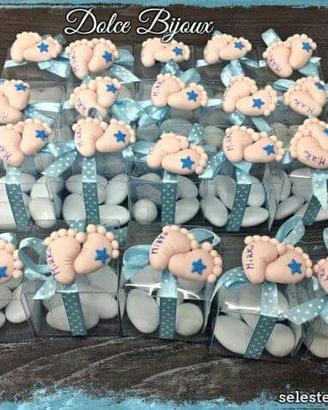 Bomboniera nascita battesimo piedini neonato