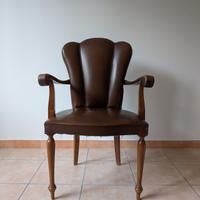 POLTRONA VINTAGE ANNI '60 (PELLE E LEGNO)